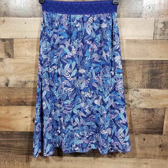 LuLaRoe Lucy skirt blue feather print woman's size extra small - Picture 7 of 8